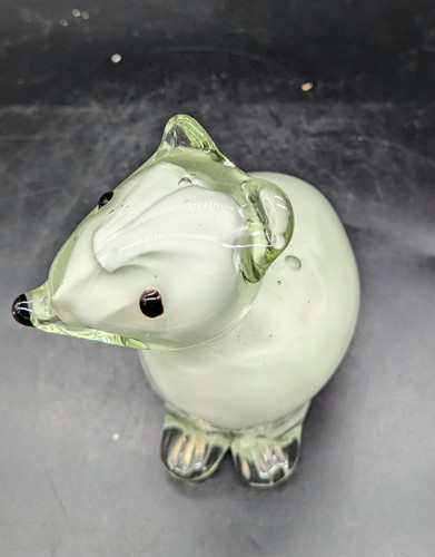 Vintage handgefertigte Kunst Glas weiße Gehäuse Eisbär Figur Skulptur 8" - Bild 11 von 12