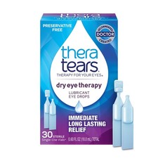 Dry Eye Therapy Lubricating Eye Drops, Preservative-Free, 30 Single-Use Vials