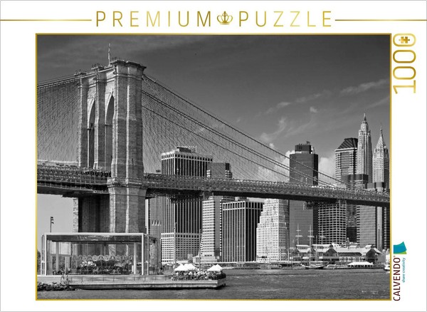 Calvendo Puzzle Manhattan Skyline & Brooklyn Bridge Monochrome | 1000 Pieces, Fi-image