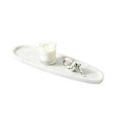 Natural Marble Vanity Tray, 16.6"x4.6", Italian Carrara White