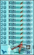 Fiji 20 Dollars, 2012 ND, P-117s, UNC, Specimen, X 10 PCS