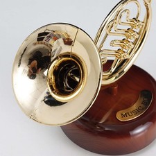 C-French Horn Music Box Classical Wind Up Musicbox Twirling Music Box Rotating