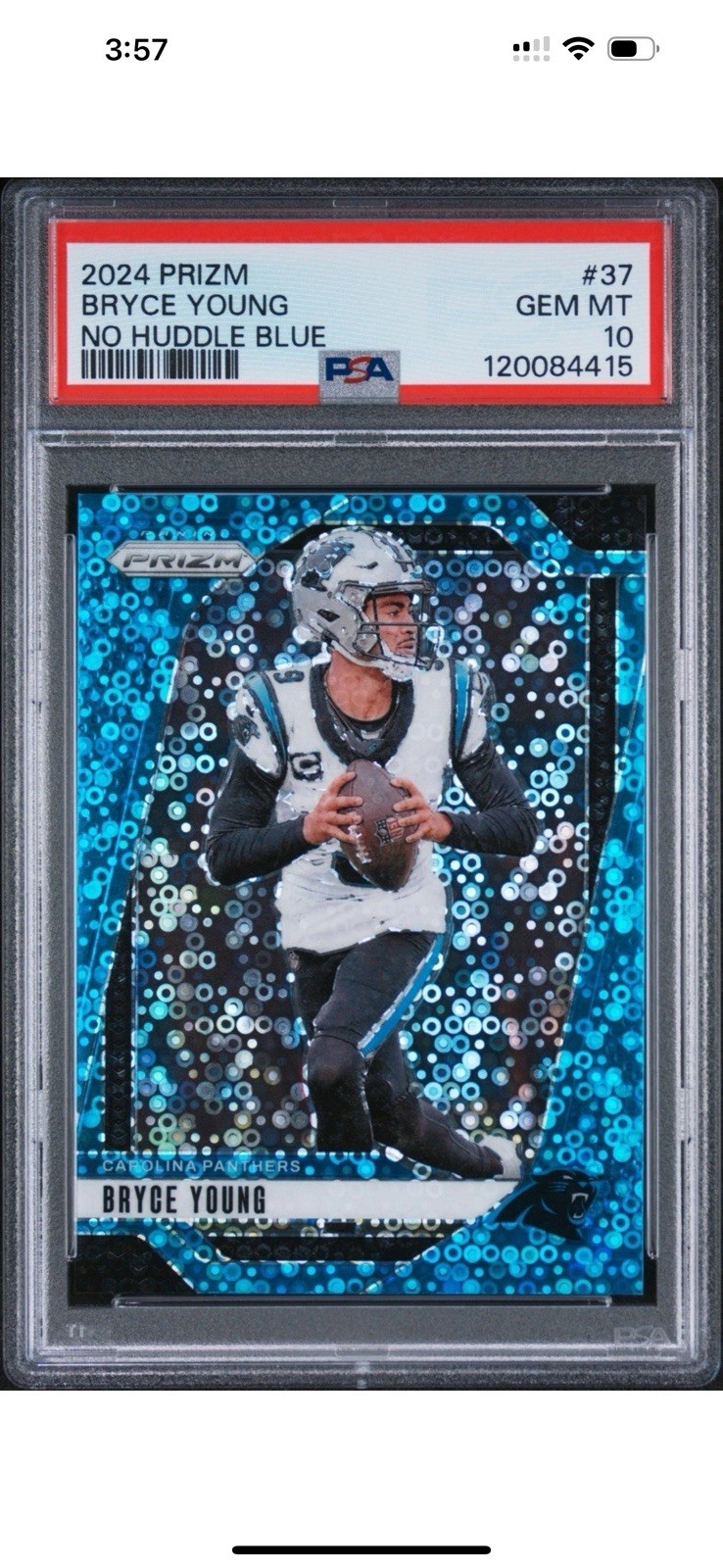 2024 Panini Prizm Bryce Young #37 No Huddle Blue Disco /99 PSA 10 GEM MT POP 3!