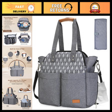 Large Waterproof Diaper Bag Tote with 17 Pockets Changing Pad - Mom's Crossbod