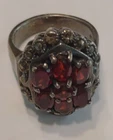 Vintage Steling Silver And Red Garnet Ring Size 7 3/4 Total Weight 12.2 Grams