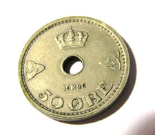 Norway 1926 50 Ore Coin