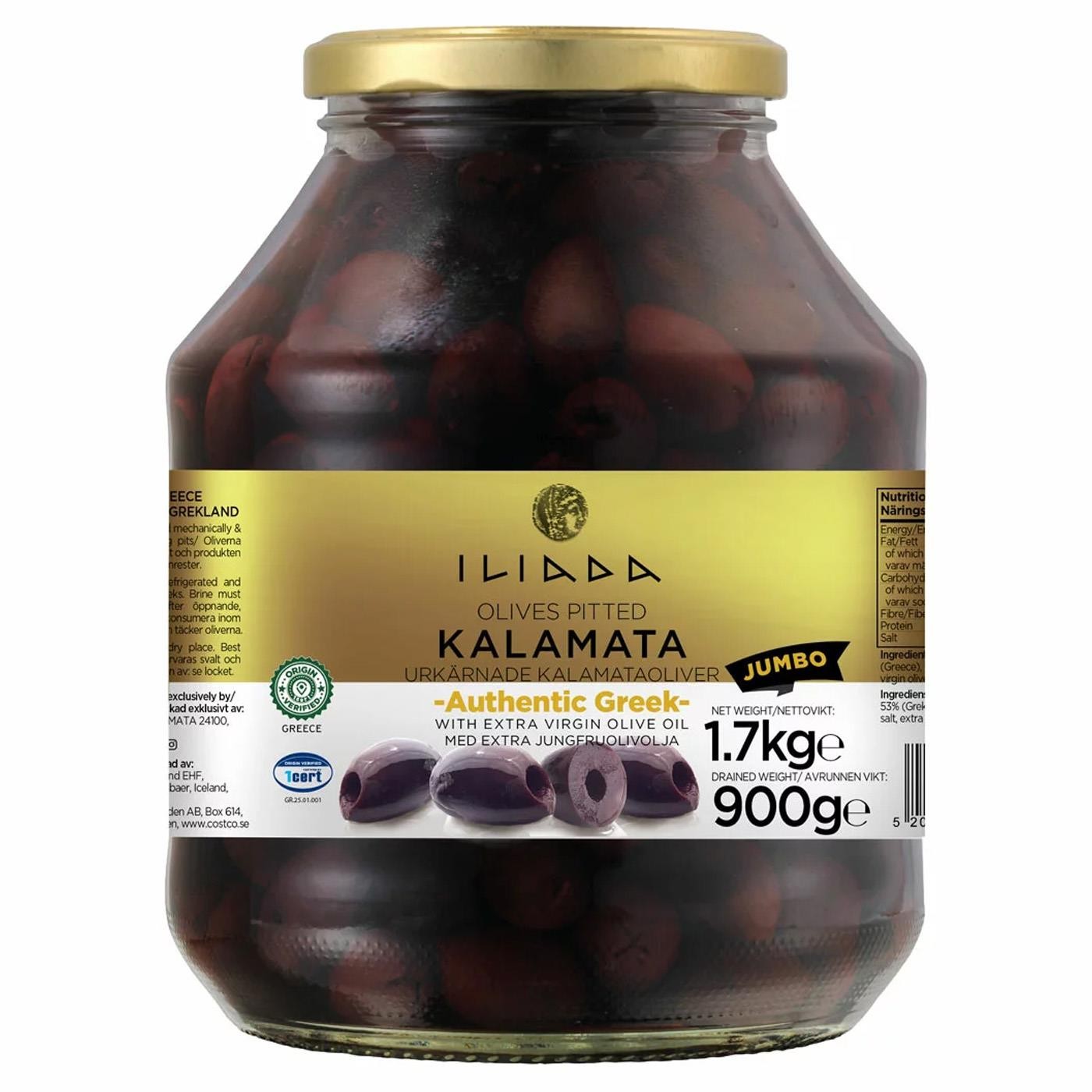 Iliada Kalamata Olives Pitted With Extra Virgin Olive Oil Premium Greek Jar1.7kg