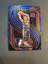 2024-25 Panini Select #180 Zaccharie Risacher RC Blue Premier Rookie Card HAWKS