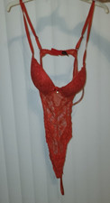 Red Lace Black Fuchsia by Secret Lace & Mesh Teddy Size L