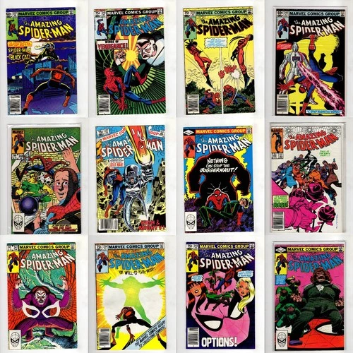 AMAZING SPIDER-MAN #227–253 1982 MARVEL 12 BOOK LOT VF+ 8.5 2 KEYS! BRONZE AGE!