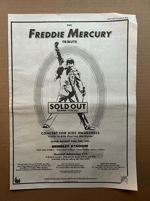 QUEEN FREDDIE MERCURY TRIBUTE POSTER SIZED original music press advert from 1992