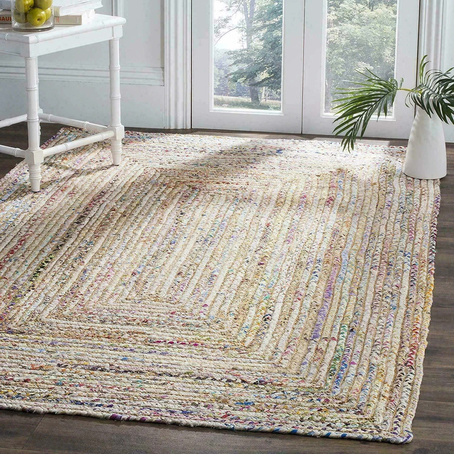 Rug 100% jute Cotton reversible handmade area carpet modern living runner rugs