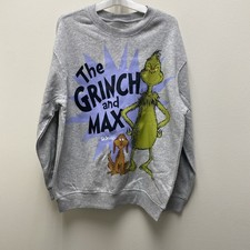 The Grinch  Max Dr. Seuss Grey Fleece Lined Christmas Sweater Women's Size M