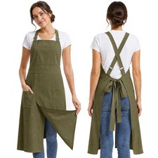 Split Leg Pottery Apron for Women Men Cotton Linen Ceramic Apron Green 1 1