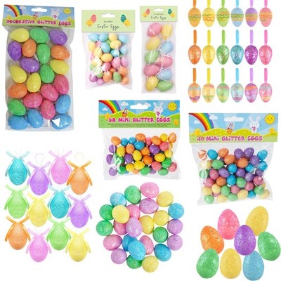 Easter Glitter Eggs Multicolour Decorations, Bonnet Making, Egg Hunt Choose Item