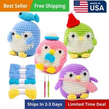 4 Pack Crochet Kit for Beginners, Beginner Animal Kit, Cute Starter with Vide...