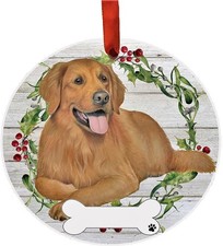 Golden Retriever Ornament - E S Pets, DIY Personalizable, Ceramic Round Ornament