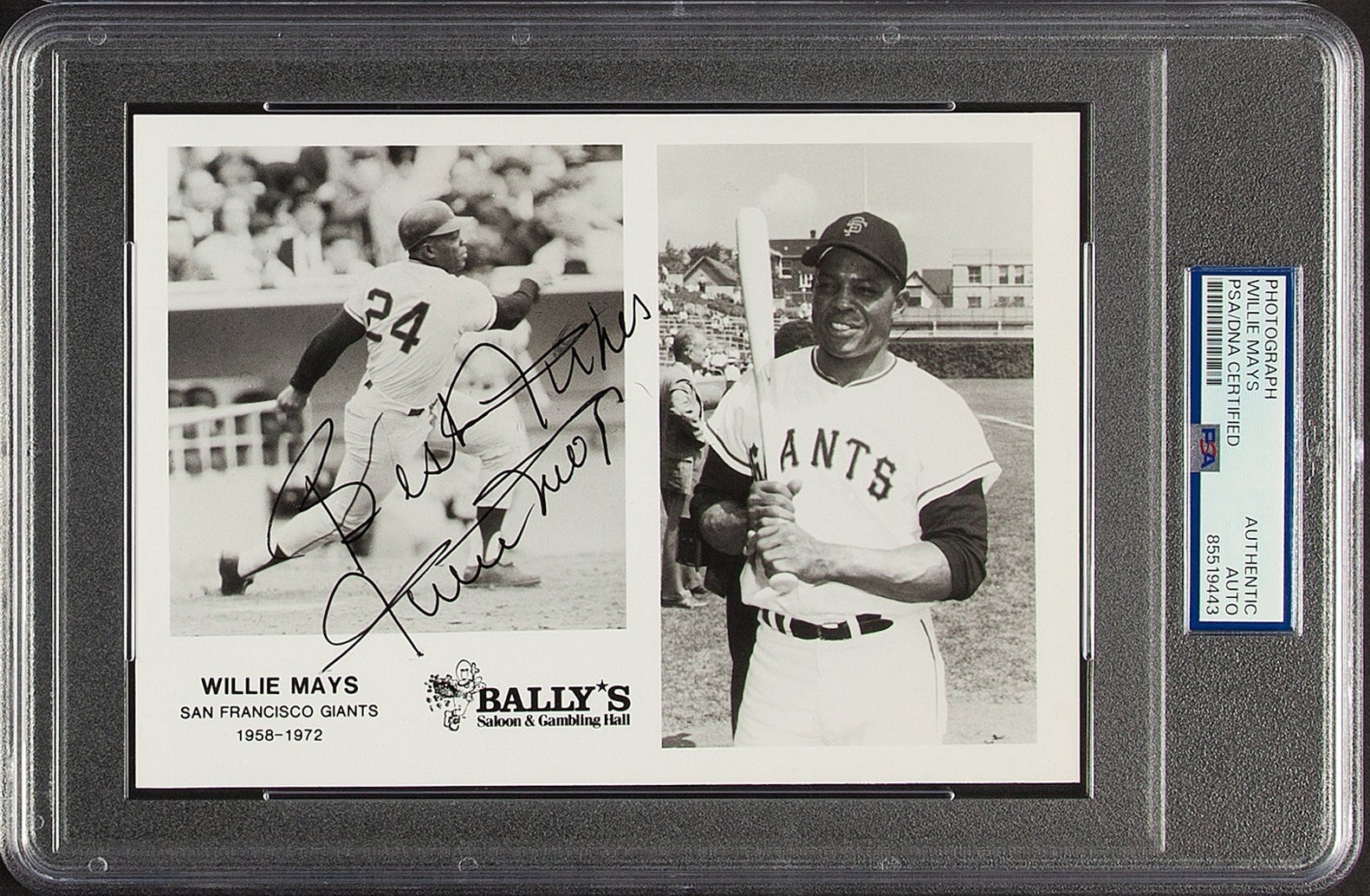 Willie Mays San Francisco Giants Signed 5x7" Photo PSA Authentic Auto view 1