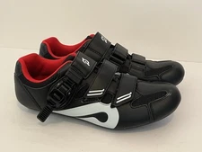 EUC Peloton Bike Cycle Clip In Shoes Size 41 Unisex, Black White Red