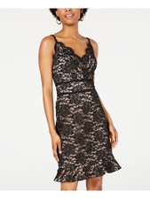 MORGAN & CO Womens Lace Sleeveless V Neck Knee Length Cocktail Sheath Dress