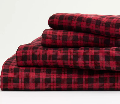 New Cuddl Duds FULL, QUEEN, KING  heavyweight flannel 4 piece sheet set Red Buff