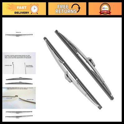 Universal 12'' Front Wind Wiper Blades - Stainless Steel Polished Silver, Car Acc
