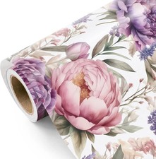 Floral Wrapping Paper Roll - Mini Roll - 17 Inch x 9.8 Feet - Purple Flower Wr