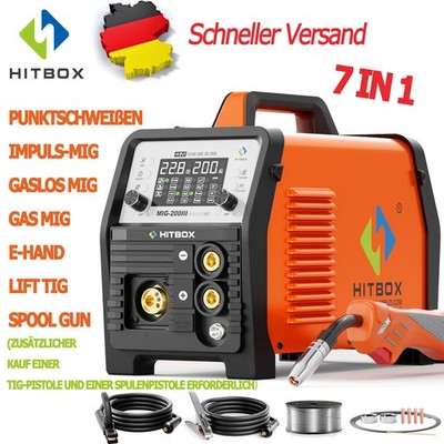 MMA WIG MIG Schweißgerät HITBOX 7in1 200A IGBT inverter mit Puls/Punktschweißen