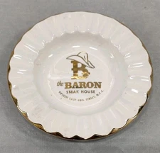 THE BARON STEAKHOUSE NYC VINTAGE CERAMIC ASHTRAY RARE 1960s New York City Bar