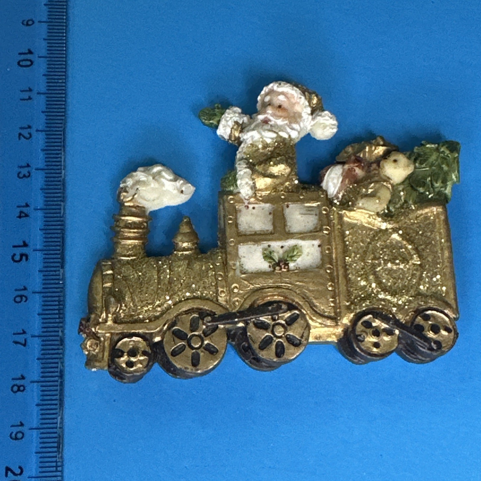 TRENO CON BABBO NATALE GLITTERATO CALAMITA MAGNETE FRIGO FRIGORIFERO