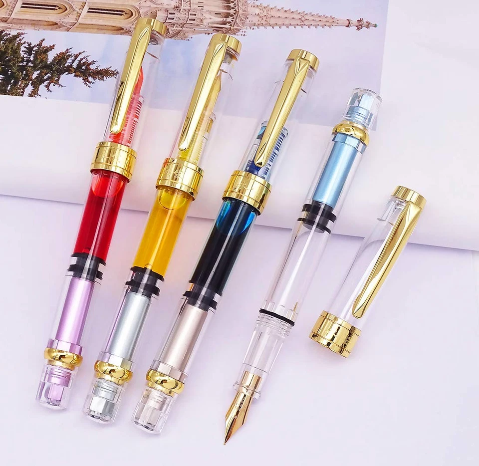 Stainless Steel Fine Nib Fountain Pen Piston Filling Smooth Writing 3008A - Изображение 2 из 4
