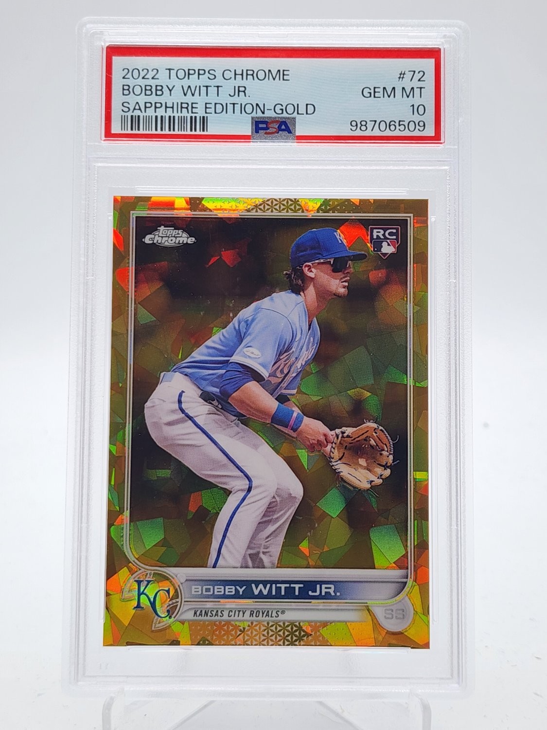 BOBBY WITT JR. 2022 TOPPS CHROME SAPPHIRE GOLD ROOKIE RC /50 #72 PSA 10 Q3963-2