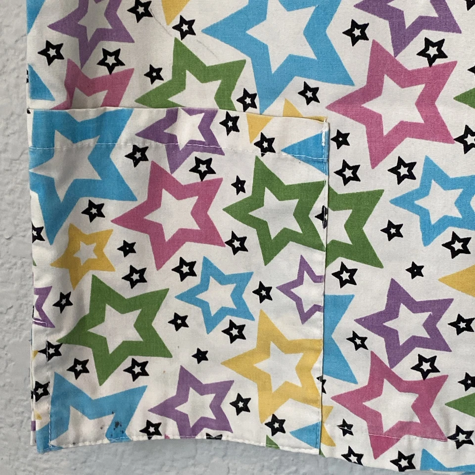 Natural Uniforms Scrub Top Womens L. White, Stars Pattern Multi-Pocketed. #J - Image 4 of 4
