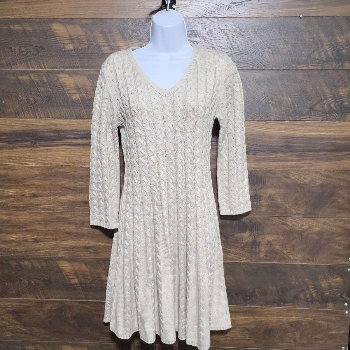 jessica howard cable knit dress Jessica Howard Dress Womens Cable-Knit Fit And Flare Warm Winter Oatmeal Med