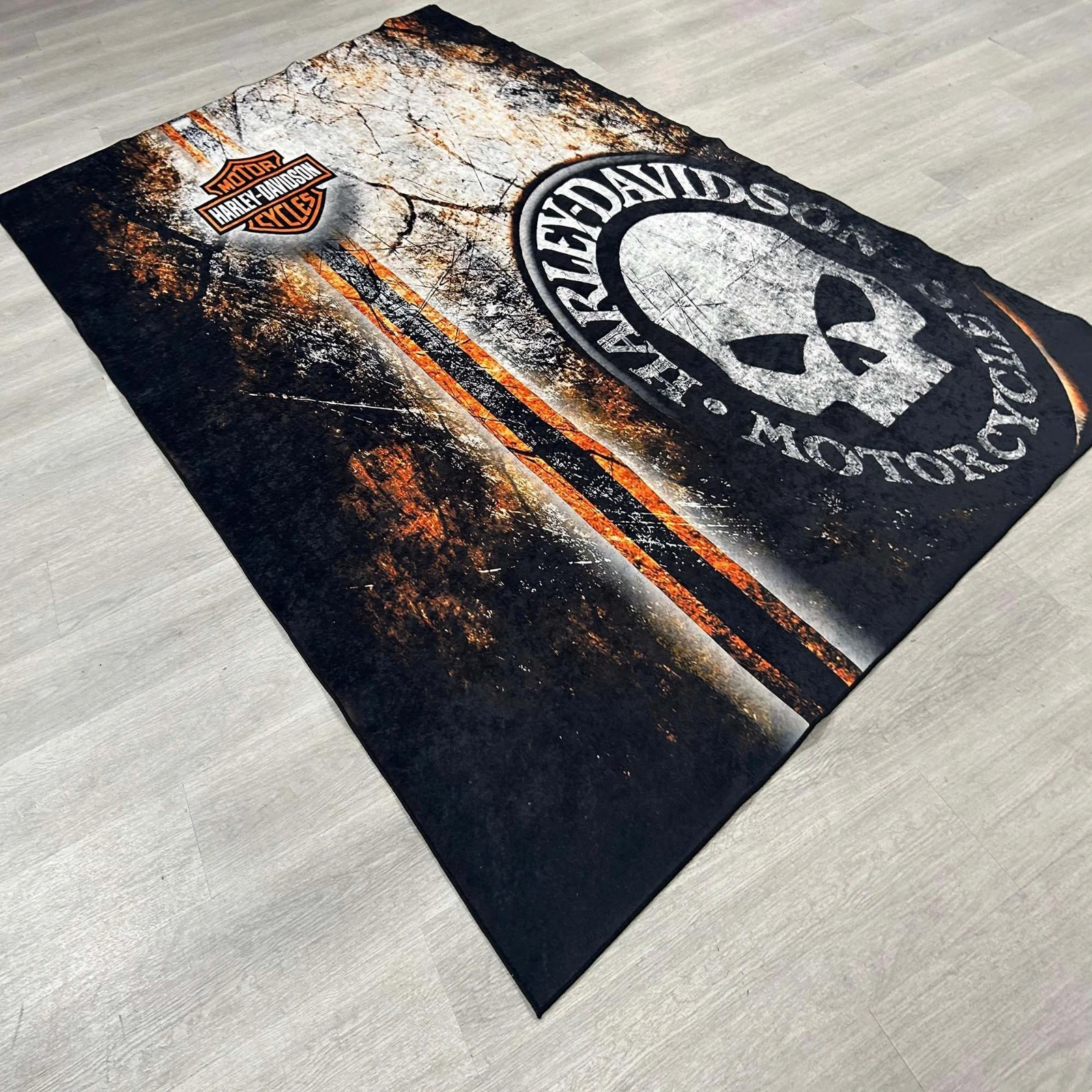 Harley Skull Rug, Harley Motorcycle Rug, American Legend Motorcycle Rug