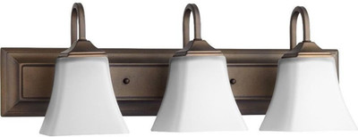 Transitional Three-Light Vanity Fixture in Bronze/Dark Finish