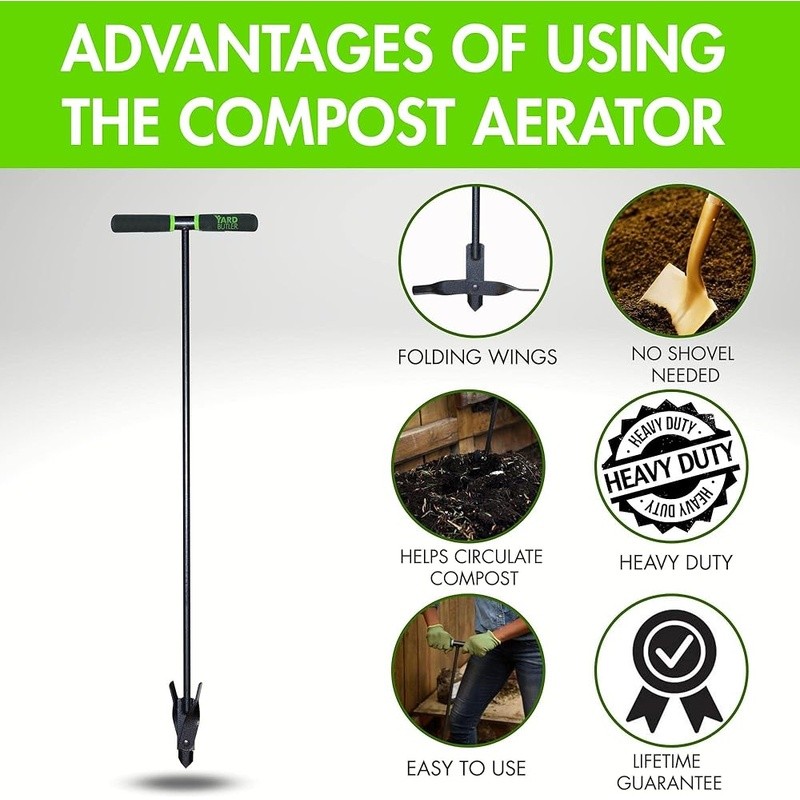 Compost Aerator Tool Long Handle Steel Decomposition Improvement Garden Supplies