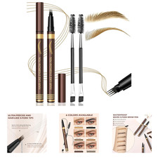 Microblading Eyebrow Pen with Four-Tip Micro Tip and Brushes Light Brown
