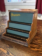 Vintage Oak Wood Hardware Store Display Hanson HIGH SPEED JOBBERS DRILLS