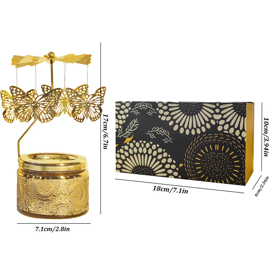 Butterfly Candle Carousel Rotary Spinning Tea Light Holder Home Christmas Gift  - Image 3 of 4