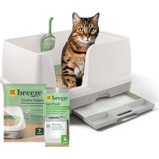 Non-Clumping Cat Litter System for Multi-Cat Homes, XL Pellet Box with Odor