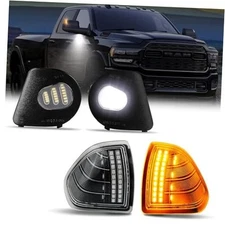  LED Side Mirror Turn Signal Puddle Lights Kit Driver Clear Cover Amber ＆ White