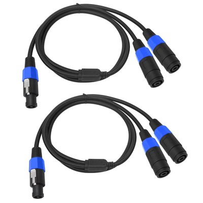 Speakon Y-Splitter Cable 2 Pack 5 ft NL4FC 1 Male to 2 Female for Speaker