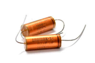 2x MIL spec Film-Kondensator Typ EROMAK-1, 0.1 µF / 160 V, Audio Capacitor, NOS - Bild 1 von 4