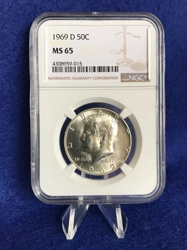 1969-D  Kennedy 40% Silver Half Dollar 50c *NGC MS65 Gem Brilliant Uncirculated*