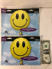 Lot of 2 Anagram Jumbo Foil Balloon - Yellow Smiley Emoji - 32 inches