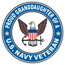 U.S. Navy Veteran Proud Granddaughter Bumper Sticker Military Vinyl Decal 5"