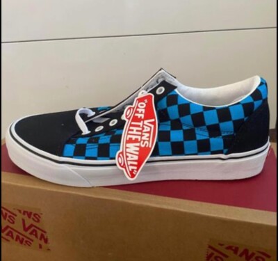 Authentic custom-made Blue and Black Checkered *Vans* Men shoes