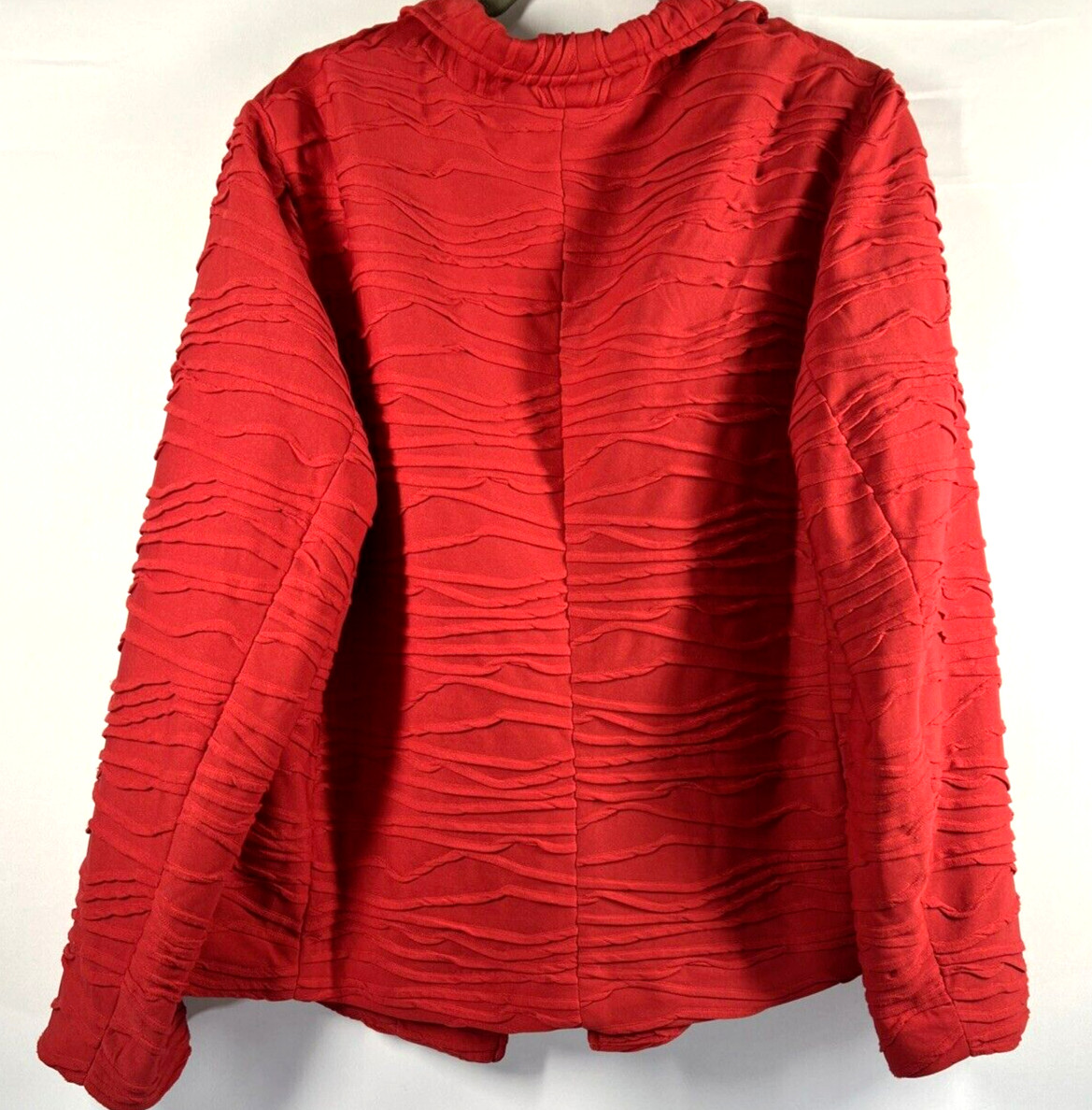 Chicos Womens Jacket Size Large Solid Red Texture… - image 2