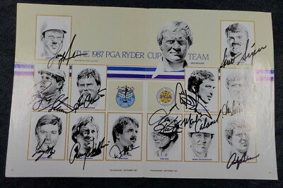 1987 PGA Ryder Cup Team Signed Magazine Insert Nicklaus Stewart